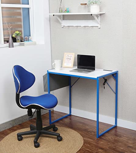 Jjs Small Computer Desk Simple Style Writing Desk For Small Spaces 31 Inch Home Office Modern Student Study Laptop Writing Table With Storage Bag Usb Hub, White/Blue #TOP1