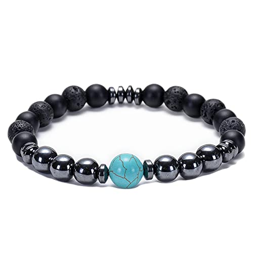 Bracelets en pierre de lave hommes 10mm et bracelet extensible femmes 19cm
