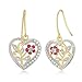 18k Yellow Gold-Plated Sterling Silver and Ruby Heart Earrings