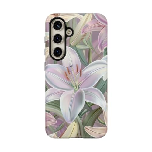 Coque résistante Samsung S24 brillante antichoc lys de Pâques rose