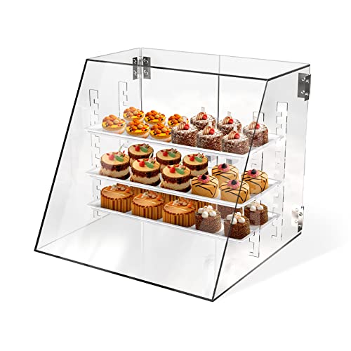 PYY Pastry Display Case Countertop Commercial Display Cases Bakery Display Case 3-Tier with Trays Cookie Bread Display Case Acrylic with Removable Plates