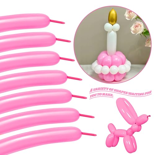 Image of LXZFCRG 260 Long Balloons for Animals, Latex Twisting Balloons for Garland, Parties - Pink