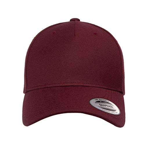 Yupoong Flexfit Men's Yp Classics 5-Panel Premium Curved Visor Snapback Cap, Maroon, Osfa #TOP1
