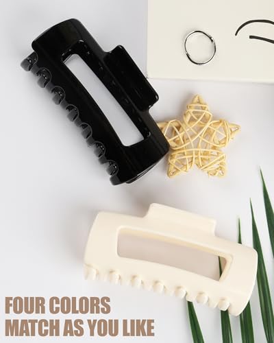 lulir Soft Hair Clip, Elastische Haarklammer 2 Stück, Haarspangen Damen 11cm,Rutschfest & Leicht, Große Haarspange für Dickes & Dünnes Haar, Perfekt für Arbeit,Freizeit& Feste (Weiß +Schwarz)