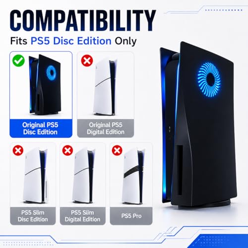 Image of LED Faceplate for PS5 Disc Edition Side Shell Plates PlayStation 5 Original Disc Console Cover with RGB Lighting Custom Design Anti-Scratch Dust Protection Replacement Shell