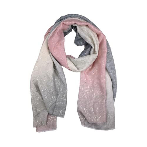 LUMBERJACK Sciarpa da Donna Morbida in Viscosa, Fantasia Sfumata con Glitter, Rosa e Grigio, Elegante e Calda, Con Scatola Regalo