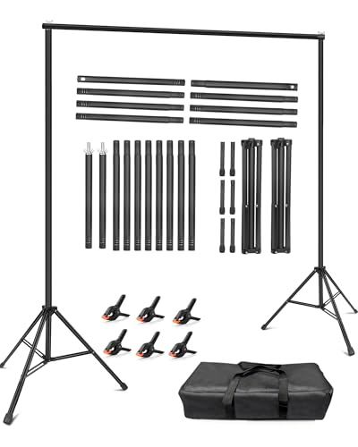 Hemmotop Backdrop Stand 10x8ft (WxH), Photography Background Stand for Parties, Adjustable Photo Backdrop Stands Kit for Wedding, Photo Booth, Party, Decoration, Balloon, Projector Screen