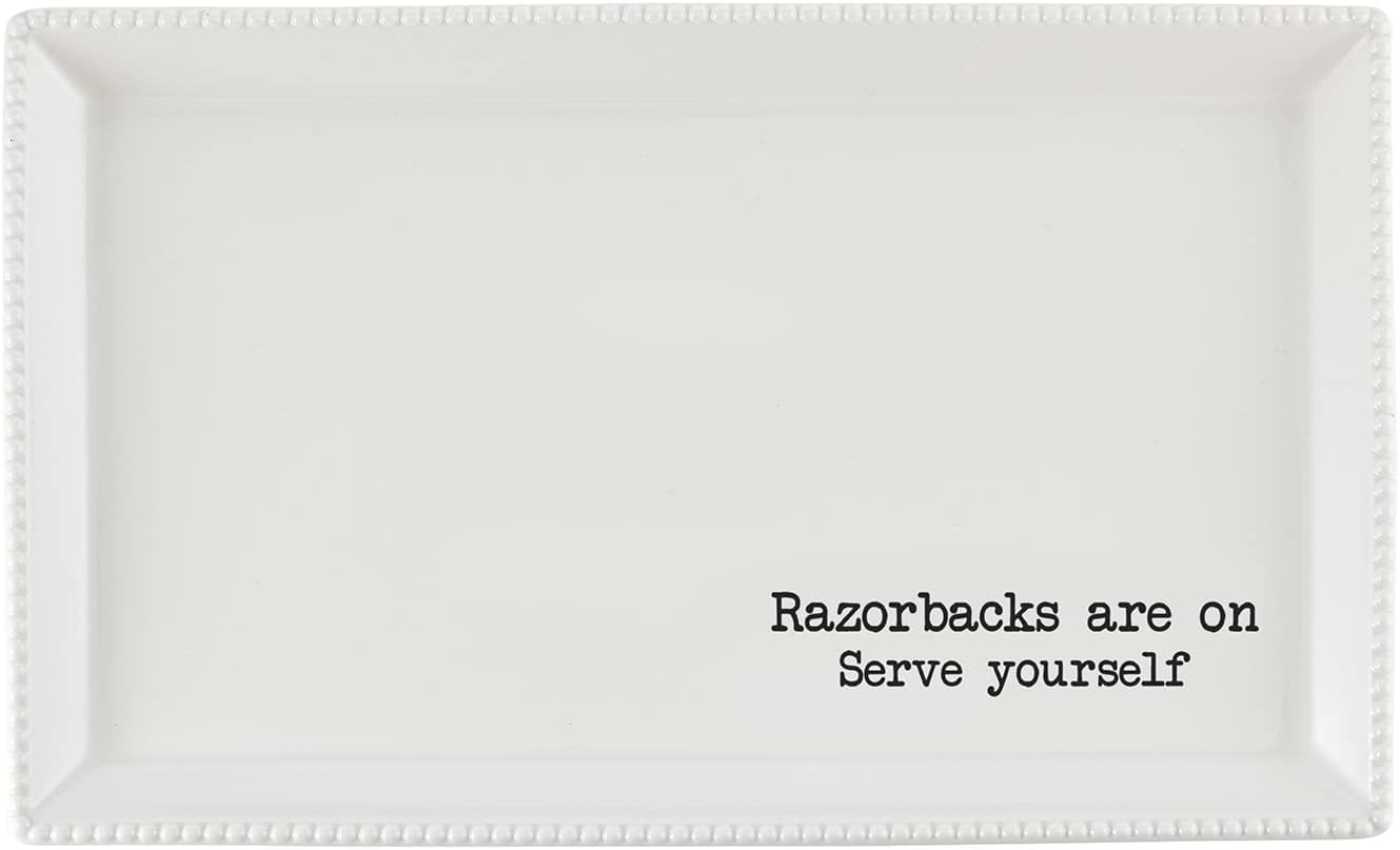 47th & Main Football Themed Ceramic Serveware, Platter, Razorbacks Are On