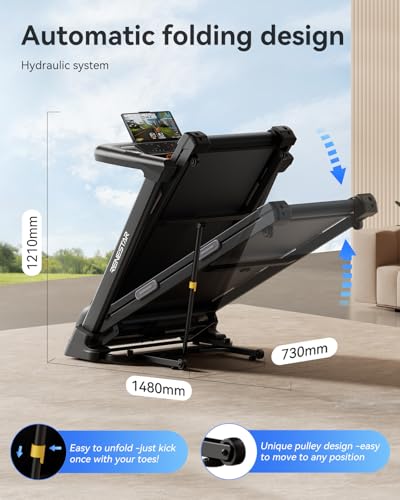 Image of Renestar Treadmills for Home, Treadmill with Auto Incline, Folding Treadmills for Running Walking, 300LBS Weight Capacity, Max Speed 10MPH, Bluetooth Speaker, Pulse Monitor