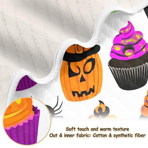 Burbuja Colorful Halloween Cupcakes Baby Blanket for Boys Girls, Nursery Soft Warm Swaddling Receiving Baby Blankets, 30x40 in Toddler Blanket2