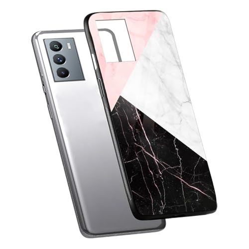 Image of COLORflow Back Cover Compatible with iQOO 9 SE 5G | Beautiful Marble Black White Pink | Shockproof TPU Bumper Cover with Camera Protection Back Cover Compatible with iQOO 9 SE 5G