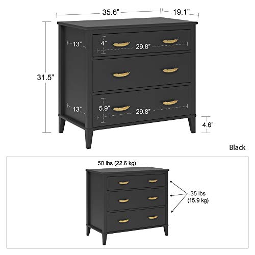 Little Seeds Monarch Hill Hawken 3 Drawer Dresser, Black #TOP5