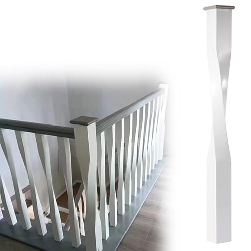 Poteau d'escalier en bois blanc avec accessoires complets pour pose facile - 2
