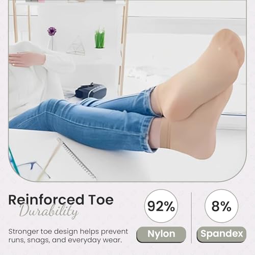 Women's Stay-Up Nylon Ankle Highs Regular and Queen Sizes in 6-Pair Packs3