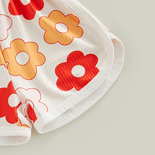 Toddler Baby Girl Clothes Floral Print Strap Sleeveless Romper One Piece Halter Jumpsuit Playsuit Summer Outfit (A-Beige, 2-3 Years) #TOP6