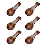 UTALIND 6 cucharas pequeñas de madera de 3.3 pulgadas de largo, cuchara de condimentos, cuchara de miel, color marrón oscuro