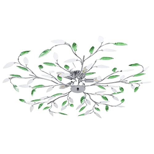 Lámpara de techo verde con 5 bombillas de cristal que maximiza la claridad en salones y cocinas