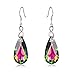 925 Sterling Silver Cubic Zirconia Love Heart French Hook Dangle Earrings with Crystals (Blue#6)