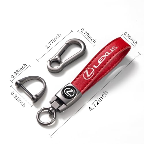 Image of Leather Car Keychain Key Ring for Men and Woean, Key Fob Car Accessories Family Present(red)