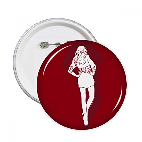 Pins Femme Ronde Rouge Idée Cadeau Beauté pour Customiser un Sac
