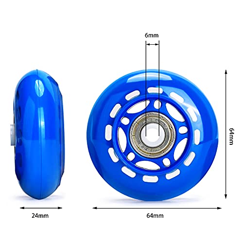 Tobwolf 8Pcs 70Mm 82A Indoor Inline Skate Replacement Wheels, Indoor Skating Wheels With Bearings, Luggage Wheels, Trainning Wheels For Scooter - Blue #TOP5