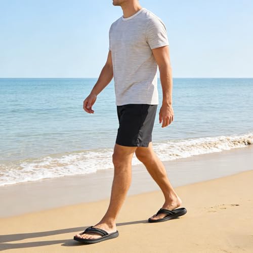 Harxxitd Men's Orthopedic Flip Flops with Arch Support - Non-Slip, Water-Friendly Comfort Beach Sandals - Plantar Fasciitis & Flat Feet Relief Summer Thong Slippers for Pool, Gym, Shower(2251-Black-12.5) by Harxxitd - Used condition - Image 2