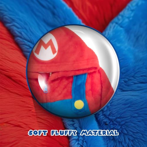Nintendo Super Mario Brothers Boys Long Sleeve Onesie Zip Coverall with Hoodie Mario Cosplay Zip Up Onesie for Kids (Red and Blue Size 8) - image 3