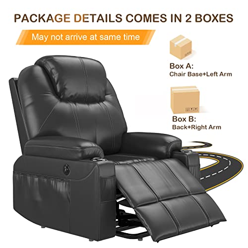 Yonisee Large Lift Chairs Recliner For Elderly - Dual Motor Power Lift Chair Modern With Massage And Heat, Extended Footrest, 3 Positions, 2 Side Pockets, And Cup Holders, Usb Ports, Black Color #TOP6