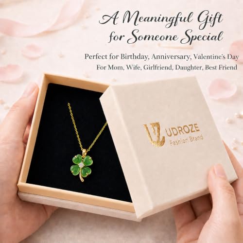 Udroze Green Four Leaf Clover Necklace for Women Dainty Shamrock Jewelry by Udroze - Used condition - Image 6