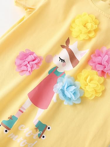 Girls Short Sleeve Round Neck T-Shirt Cute Toddler Kids Tops for Summer 3-8 Years3