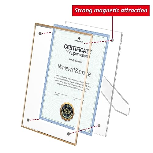 Hexsonhoma 8.5x11 Picture Frame with Gold Edge Pack of 3, Clear Desktop Acrylic Certification Frame, Plastic Acrylic Frame for 8.5x11 Paper Holder by Hexsonhoma - Image 4