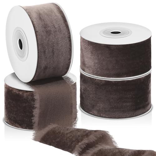Preboun 4 Rolls Christmas Velvet Ribbon 24 Yards,Brown,1.5 Inch by Preboun - Used condition - US$9.18
