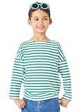 [ever closet] エバークローゼット ラッシュガードTシャツ UVカット 女の子 ロンティー 上着 薄手 トップス カットソー 綿 ガールズ 夏 夏服 長袖t プール 海 水陸両用 速乾 110 ホワイトグリーン