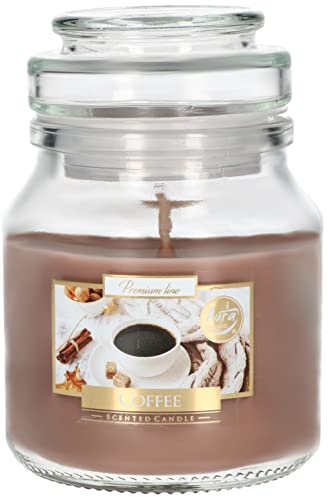 KOTARBAU® Vela aromática en tarro de cristal con tapa, Idea de regalo, Vela en frasco para aromaterapia, Decoración del hogar, Duración prolongada, Fragancia, Pequeña, Aroma a café