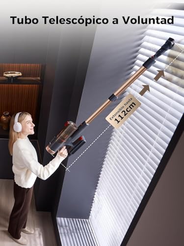 Proscenic P11 Ultra Aspiradora sin Cable 50KPa/500W/50Min, Aspiradora Escoba Vertical Potente con Luz Verde, Cepillo Antienredos y Pantalla LED para Alfombras/Suelos/Pelo de Mascotas - imagen 7