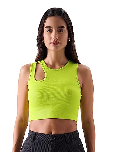 Image of The Souled Store Women and Girls Solid Sleeveless Round Neck Tank Top