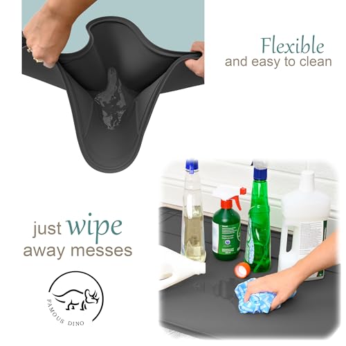Image of The Original Under Sink Mat - Silicone Waterproof mat, Trimmable, Easy to Clean, Kitchen cabinet liner, Under sink protector mats, Drip Tray with Lip (Dark Gray, 31 inch x 22 inch)