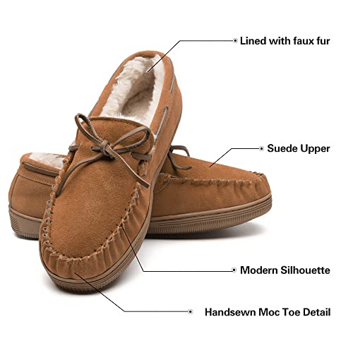 Dream Pairs Men's Fur-Loafer-01 Moccasin Slippers Fuzzy Plush House Shoes Indoor Outdoor Fleece Lining Loafers Tan, Size 9.5 #TOP1