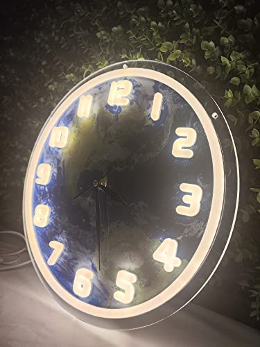 Jomodecor 12 Inch Glowing Neon Light Wall Clock, Silent Non-Ticking Quartz Movement, Battery Operated Decorative Clock For Home Decor Living Room Bedroom Kitchen Office Studio Store - Earth #TOP4