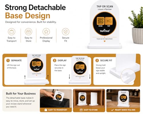 Google Review Stand TAPiTAG NFC et QR Code A5 Noir et Or - 5