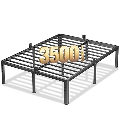 NKZ 18 Inch Metal Platform Bed Frame,Queen Bed Frame with Storage Space, No Box Spring Needed, Easy Assembly, Noise Free, 3,500 lbs Heavy Duty Steel Slats Support