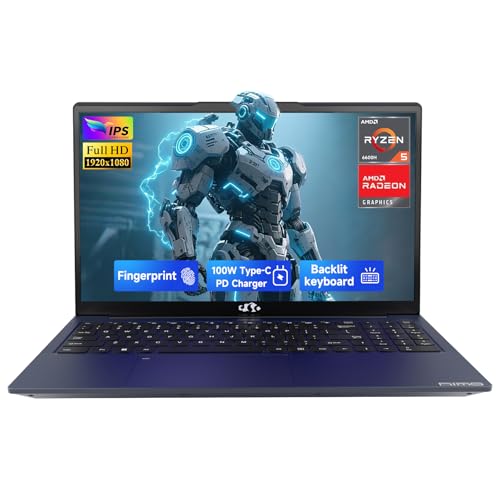 NIMO 15.6" IPS FHD Gaming Laptop, Ryzen 5 6600H 16GB DDR5 RAM 1TB SSD (6 Cores Up to 4.5GHz) Radeon 660M GPU, 100W Type-C Fast C