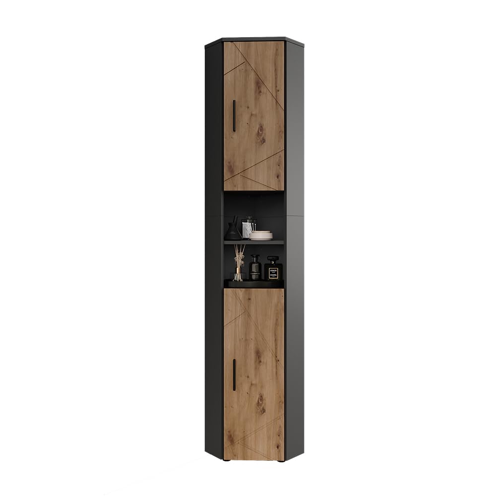 Vicco Hochschrank Irma, Anthrazit/Goldkraft Eiche, 33 x 192 cm