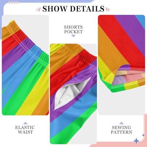 Rainbow Stripe Colorful Pajama Pants with Pockets 6-8Y Rainbow Stripe Colorful4