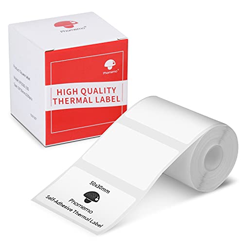 Phomemo M110 Étiquettes thermiques autocollantes pour étiqueteuse Phomemo M110, code-barres, nom, prix, adresse, etc. 50 x 30 mm Cover