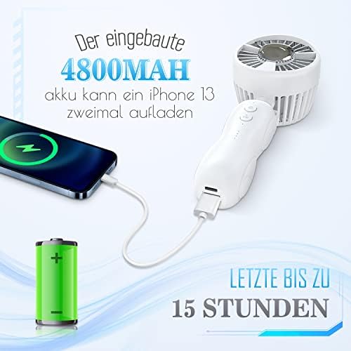 Yonktoo Handheld Fan Battery: Portable Mini Fan, Rechargeable Hand Fans with Refrigeration Technology & 3 Speeds, 4800 mAh Fan Small, Foldable USB Fan for Office, Outdoor