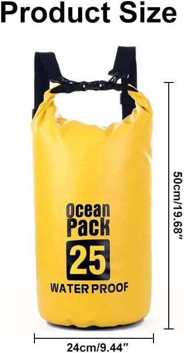 Miniatura 6 de Bolsa seca impermeable de 25 litros de capacidad, mochila impermeable enrollable para kayak, camping, viajes en la playa y aventuras al aire libre,