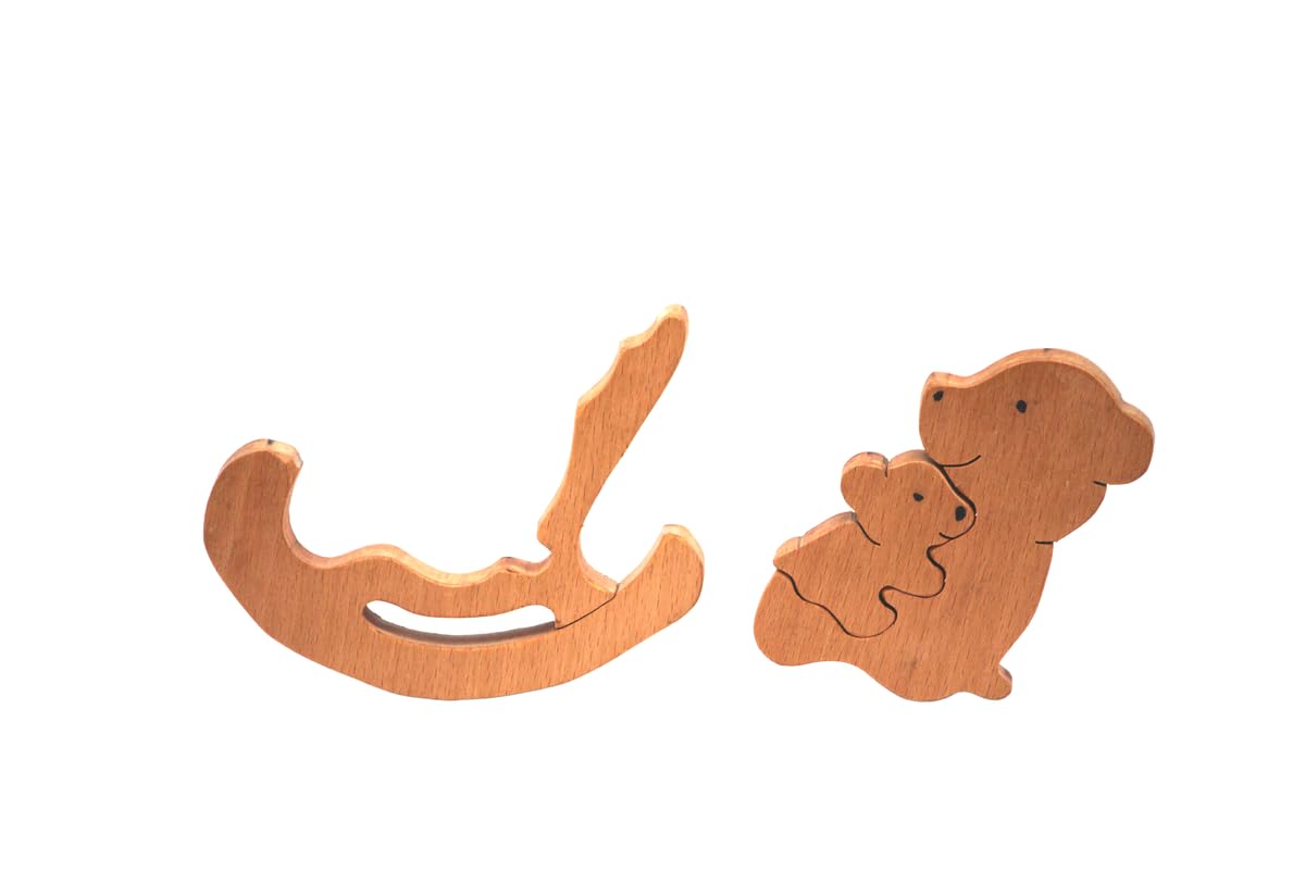 Organic Toys Hand Crafted Wooden Puzzle for Kids, Set of 3 Pieces, Teddy/Panda Rocking Baby and Mummy Jigsaw Puzzle Game, Interlocking Animals Block Puzzles, Educational Games for Kids of Age 3 Years Organic Toys Hand Crafted Wooden Puzzle for Kids, Set of 3 Pieces, Teddy/Panda Rocking Baby and Mummy Jigsaw Puzzle Game, Interlocking Animals Block Puzzles, Educational Games for Kids of Age 3 Years