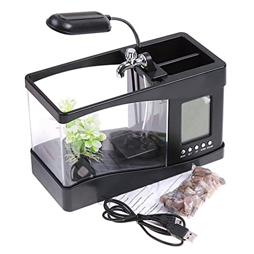 Mingzhe Mini aquário preto com aquário criativo USB