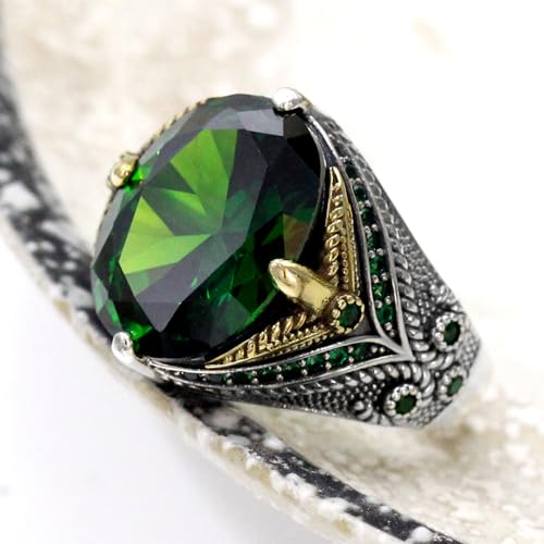 Men's Ring Black Zircon, Tanzanian Blue Zircon Garnet Red Zircon, Green Zircon, Sea Blue Zircon Ring, Handmade Solid S925 Sterling Silver Men's Ring, Vintage Türkiye Ring Perfect Declaration Ring, Men's Christmas Gift Sizes 7-122